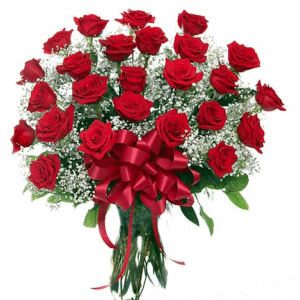 Two Dozen Roses in Vase